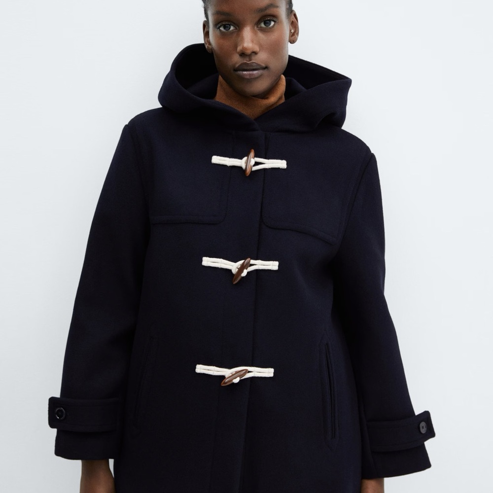 NWT MANGO Hooded Wool Coat size XS - Picture 7 of 16